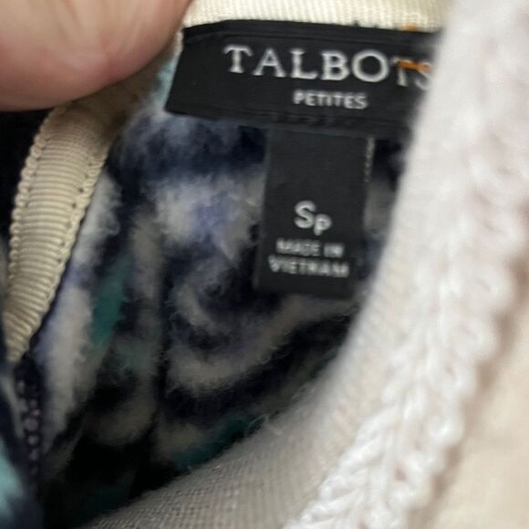 Talbots Petites Multi Colored Full Zip fleece Utility Jacket Snap Pockets SZ SP - Picture 2 of 8